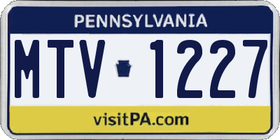 PA license plate MTV1227