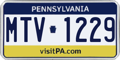 PA license plate MTV1229