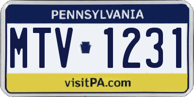 PA license plate MTV1231