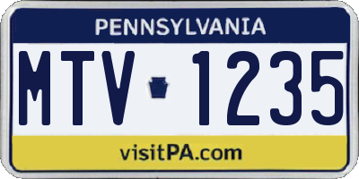PA license plate MTV1235