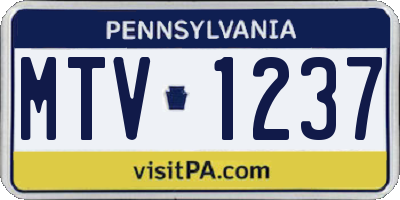 PA license plate MTV1237