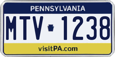 PA license plate MTV1238
