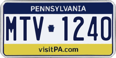 PA license plate MTV1240