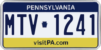 PA license plate MTV1241