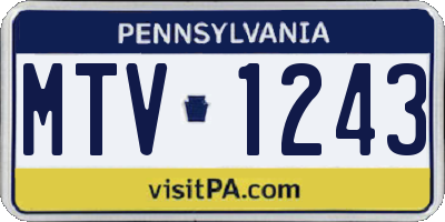 PA license plate MTV1243