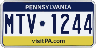 PA license plate MTV1244