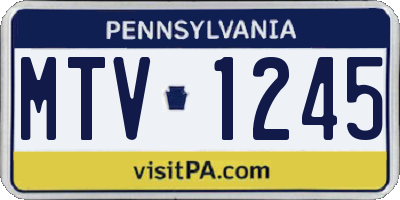 PA license plate MTV1245