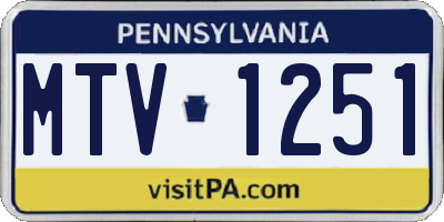 PA license plate MTV1251