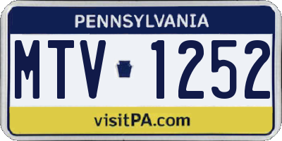 PA license plate MTV1252