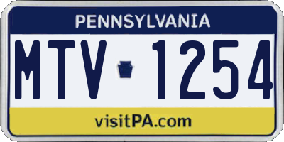 PA license plate MTV1254