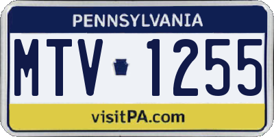PA license plate MTV1255