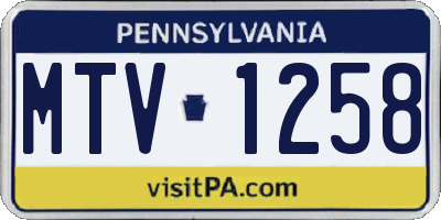 PA license plate MTV1258