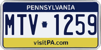 PA license plate MTV1259