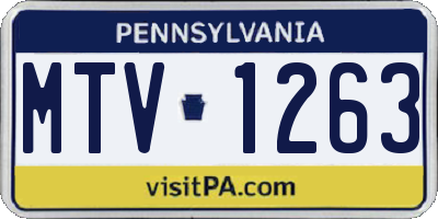 PA license plate MTV1263