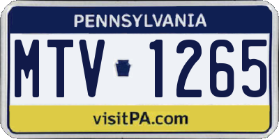PA license plate MTV1265