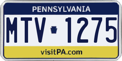 PA license plate MTV1275