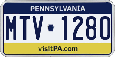 PA license plate MTV1280