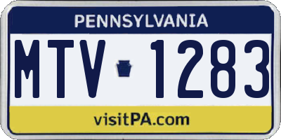 PA license plate MTV1283