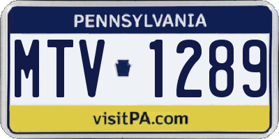 PA license plate MTV1289