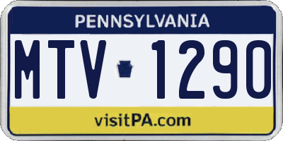 PA license plate MTV1290