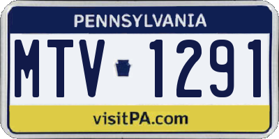 PA license plate MTV1291