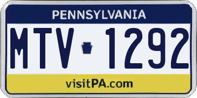 PA license plate MTV1292