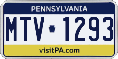 PA license plate MTV1293