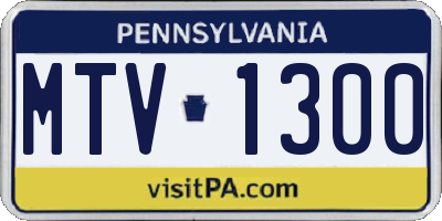 PA license plate MTV1300