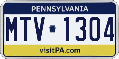 PA license plate MTV1304