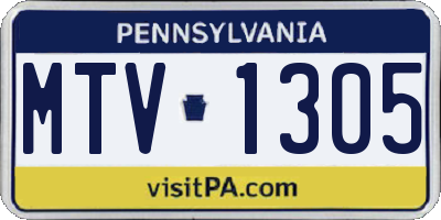 PA license plate MTV1305