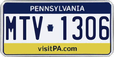 PA license plate MTV1306
