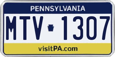 PA license plate MTV1307
