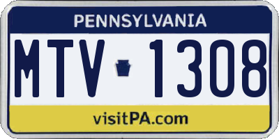 PA license plate MTV1308