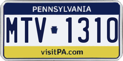 PA license plate MTV1310