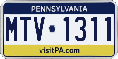 PA license plate MTV1311