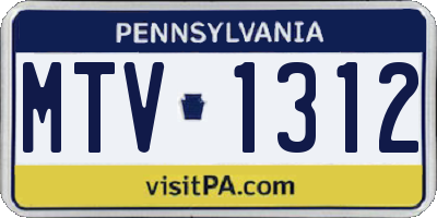 PA license plate MTV1312