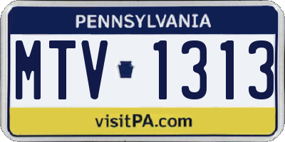 PA license plate MTV1313