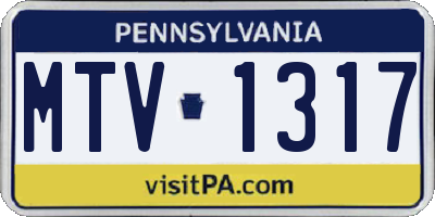 PA license plate MTV1317