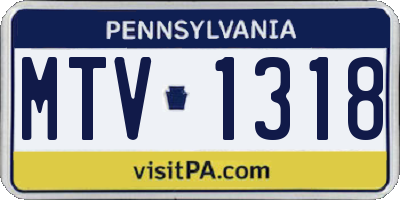 PA license plate MTV1318