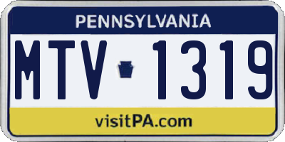 PA license plate MTV1319