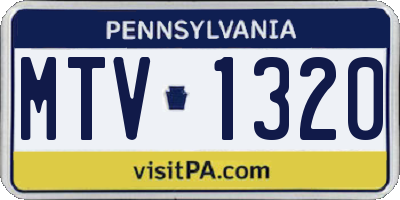 PA license plate MTV1320