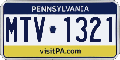 PA license plate MTV1321
