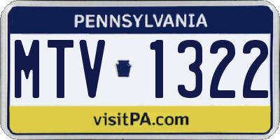 PA license plate MTV1322