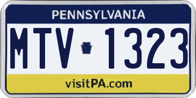 PA license plate MTV1323