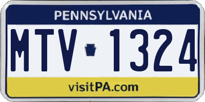 PA license plate MTV1324