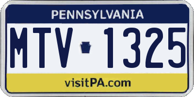 PA license plate MTV1325