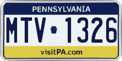 PA license plate MTV1326