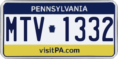 PA license plate MTV1332