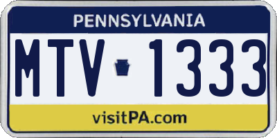 PA license plate MTV1333