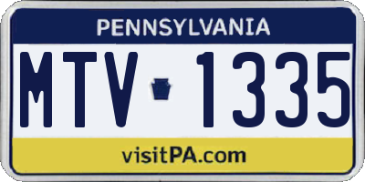 PA license plate MTV1335